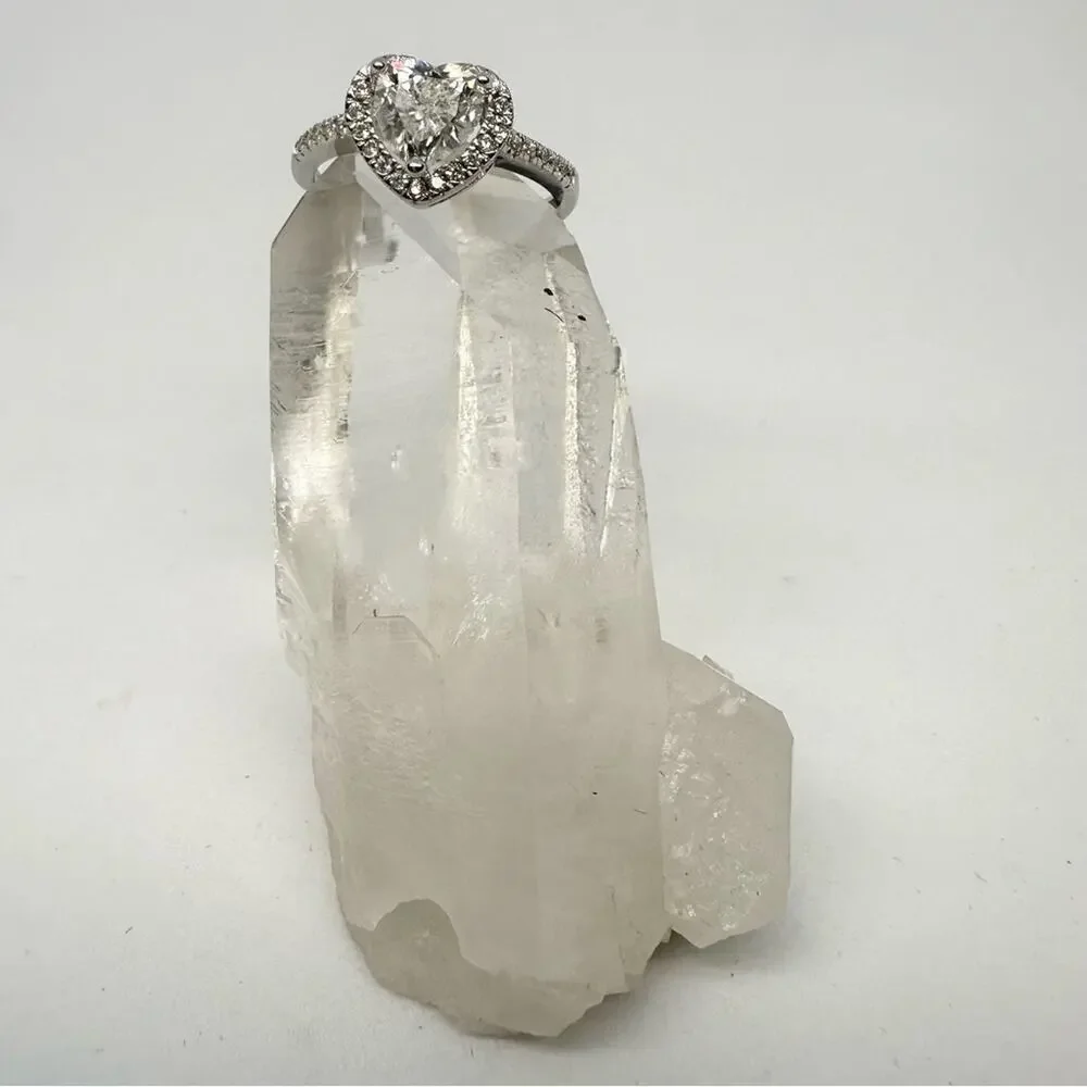 Heart Cut Moissanite Ring 1.2 Ct Halo 18k - 925 Statement Jewelry